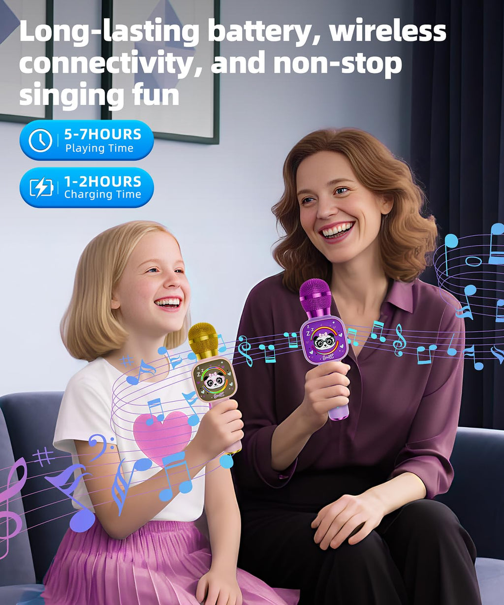 Qnxoat R Kids Bluetooth Karaoke Microphone with LED Lights