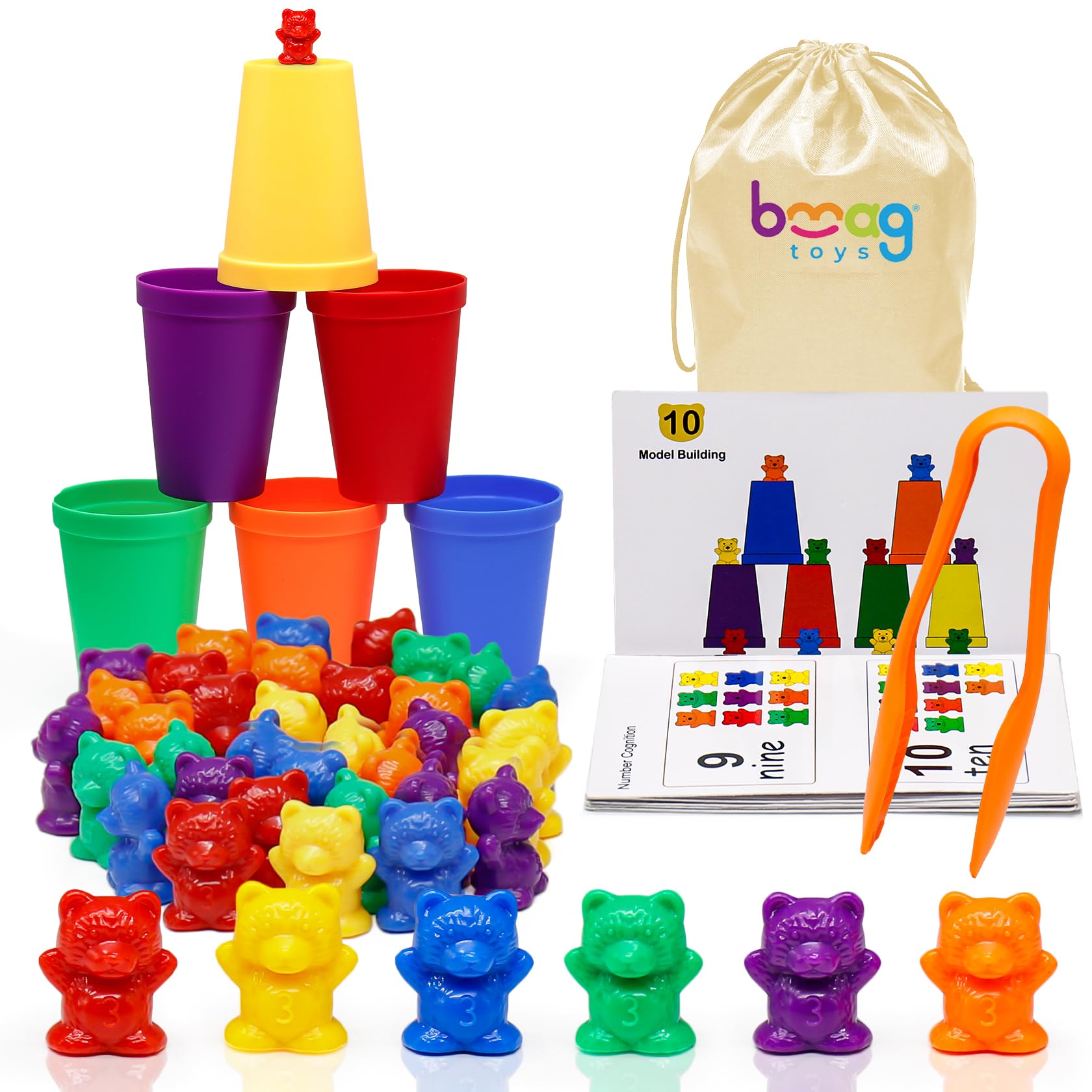 BMAG Counting Bears, Number Color Recognition STEM Educational Toy for Toddler