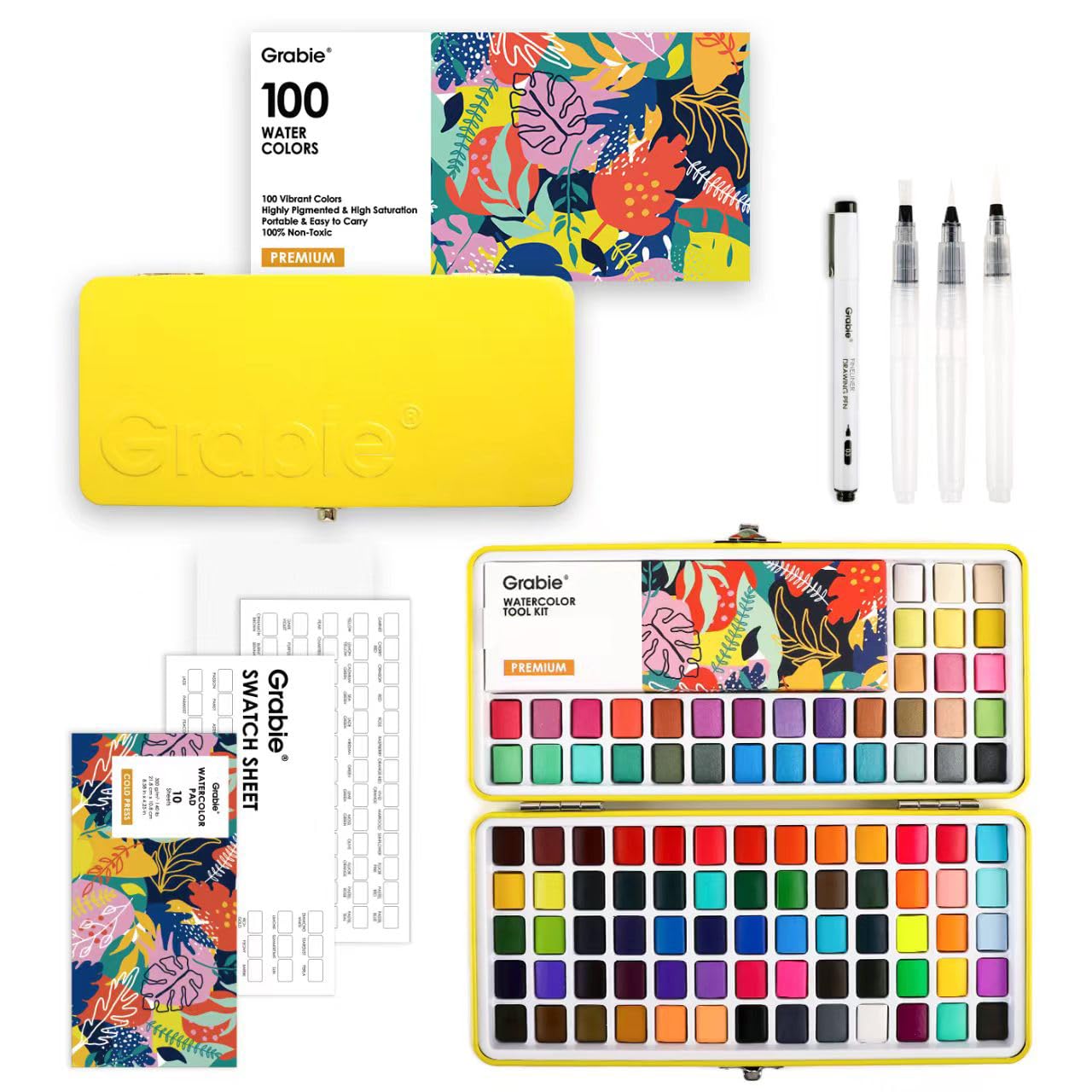 Grabie 100-Color Watercolor Paint Set with Carrying Case