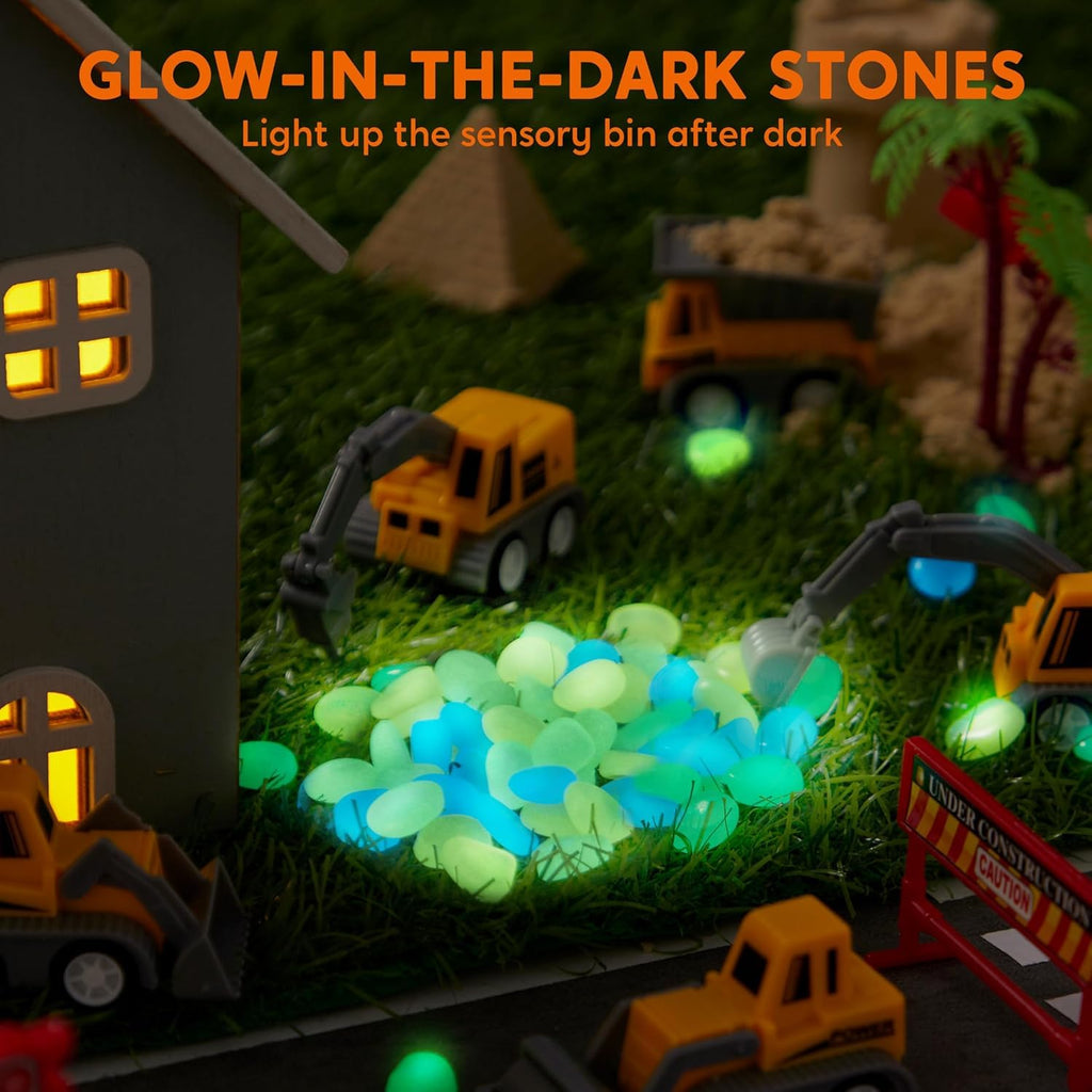 Klever Kits Glow-in-the-Dark Sensory Sand Bin for Toddlers