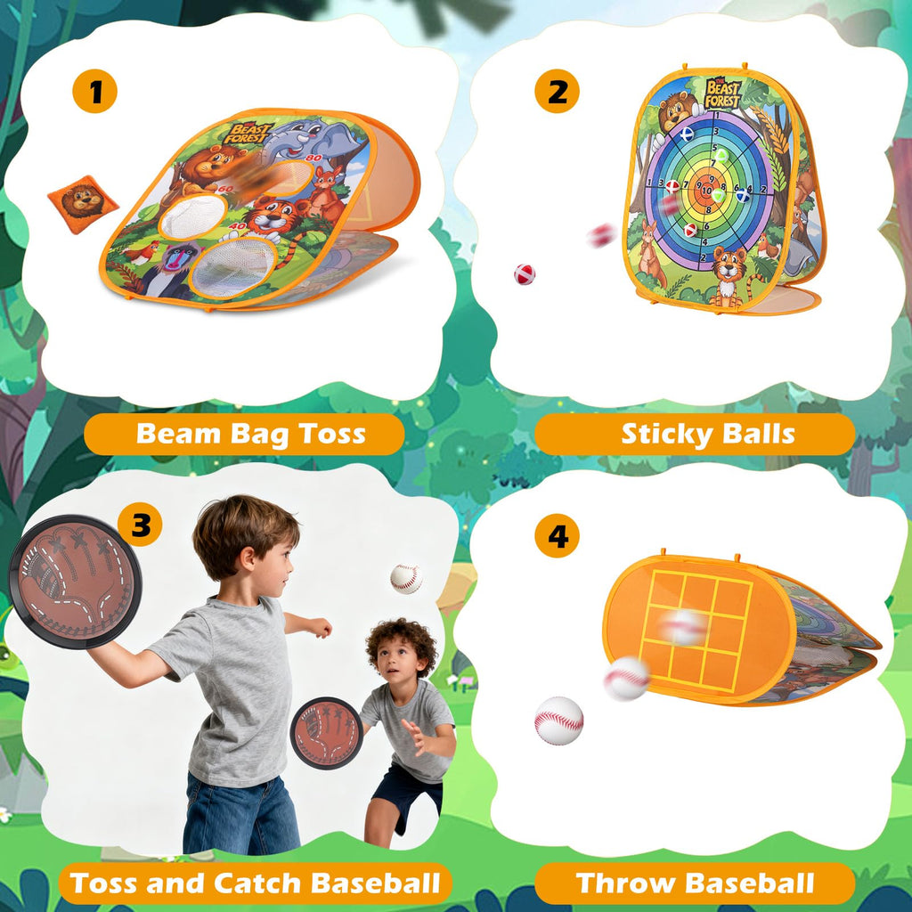 Kids Bean Bag Toss and Catch Outdoor Game Set
