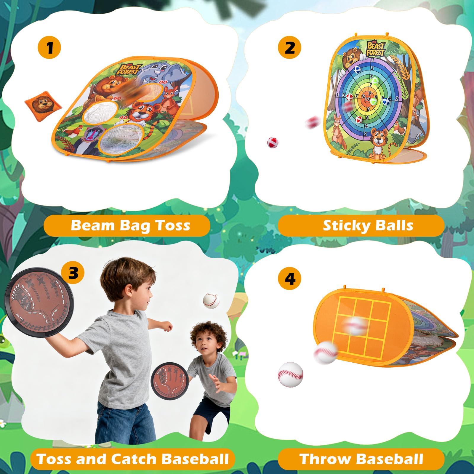 Kids Bean Bag Toss and Catch Outdoor Game Set