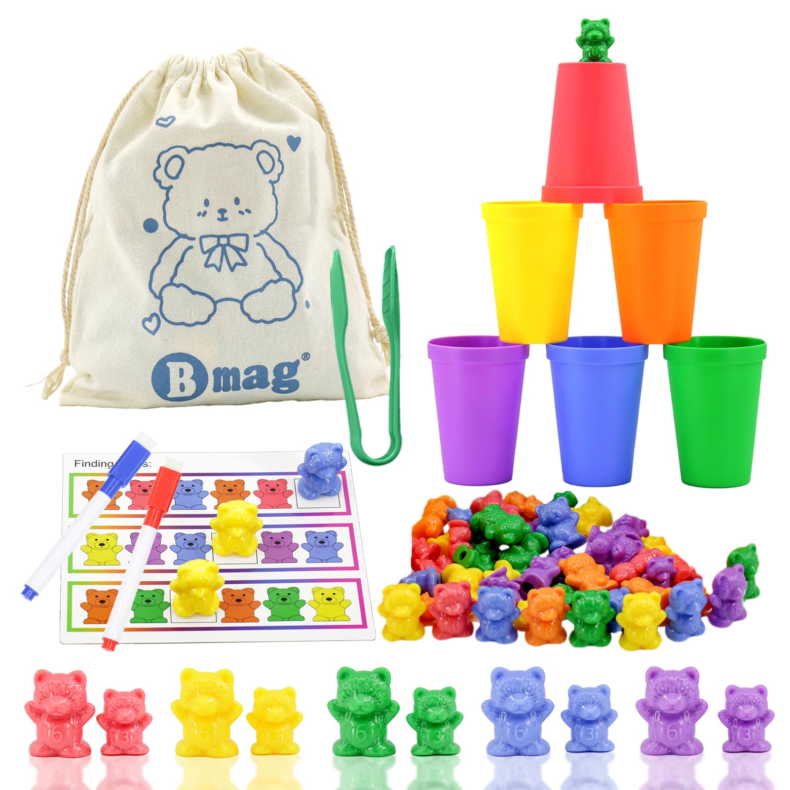 BMAG Counting Bears, Number Color Recognition STEM Educational Toy for Toddler