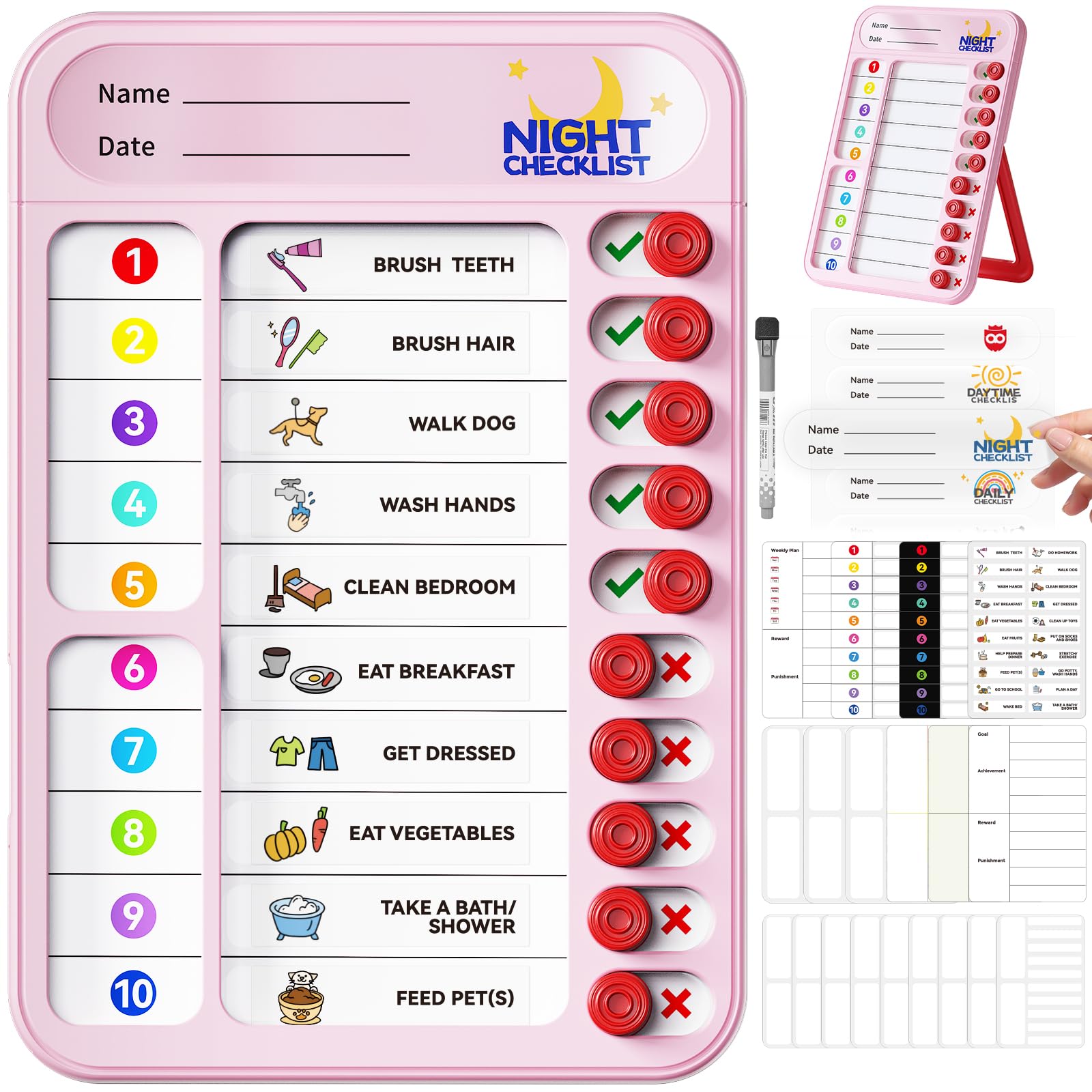 Large Magnetic Chore Chart for Kids with Writing Space