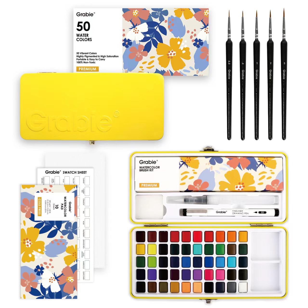 Grabie 100-Color Watercolor Paint Set with Carrying Case