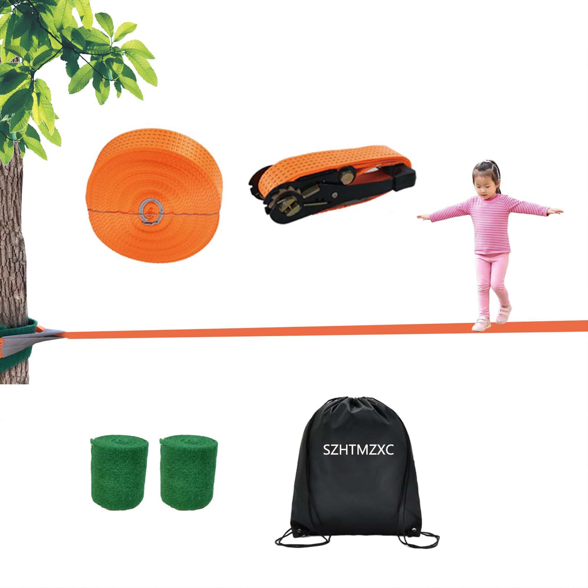 SZHTMZXC Kids Ninja Warrior Course with Steel Cable
