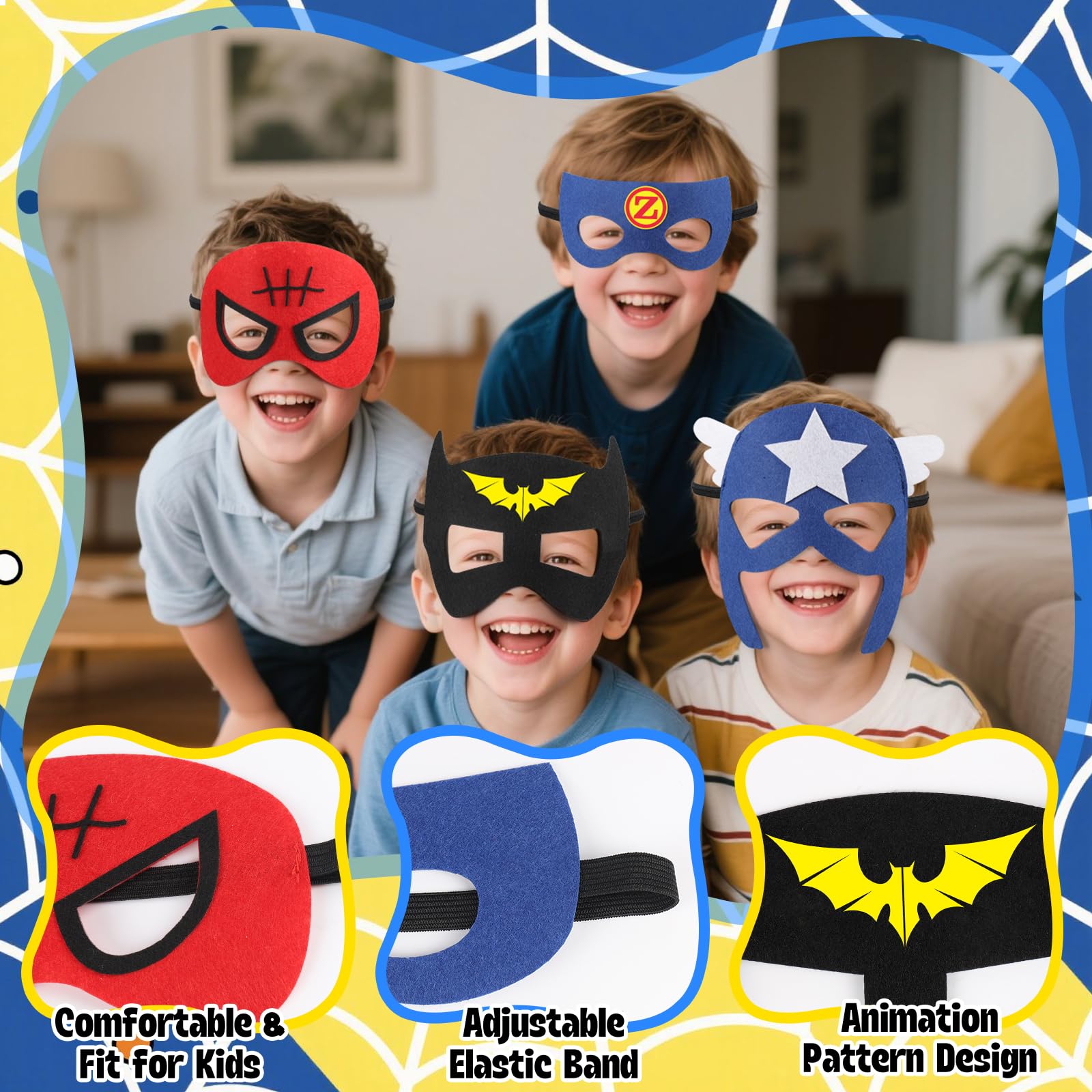 KUBUSFLY Kids Superhero Cape and Mask Dress-Up Set