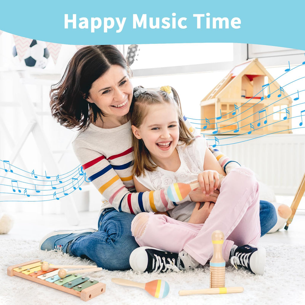 ZJEFUNS Wooden Montessori Music Set for Toddlers