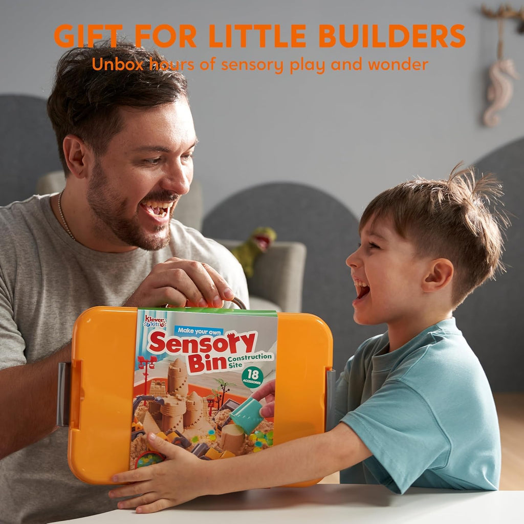 Klever Kits Glow-in-the-Dark Sensory Sand Bin for Toddlers