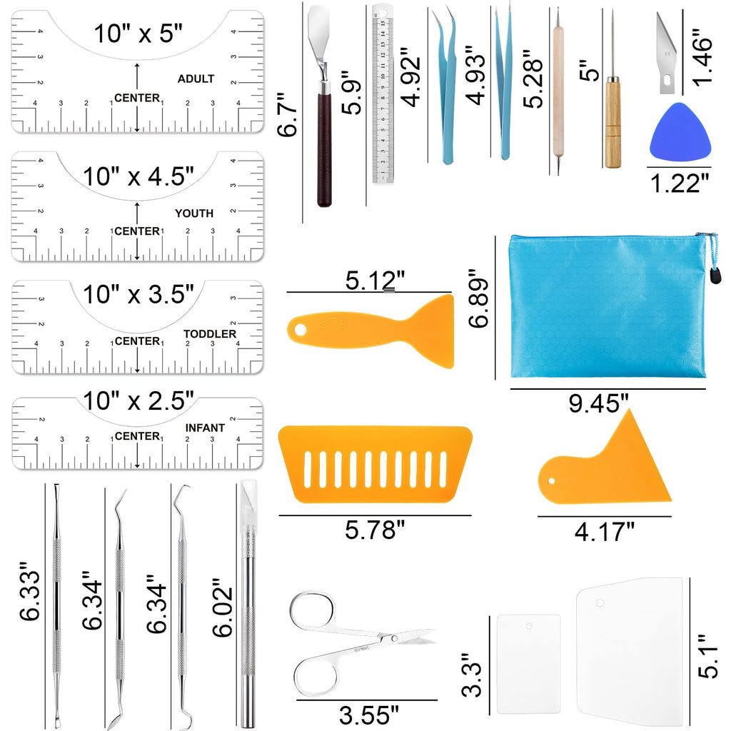 42-Piece Vinyl Weeding and T-Shirt Ruler Craft Tool Set