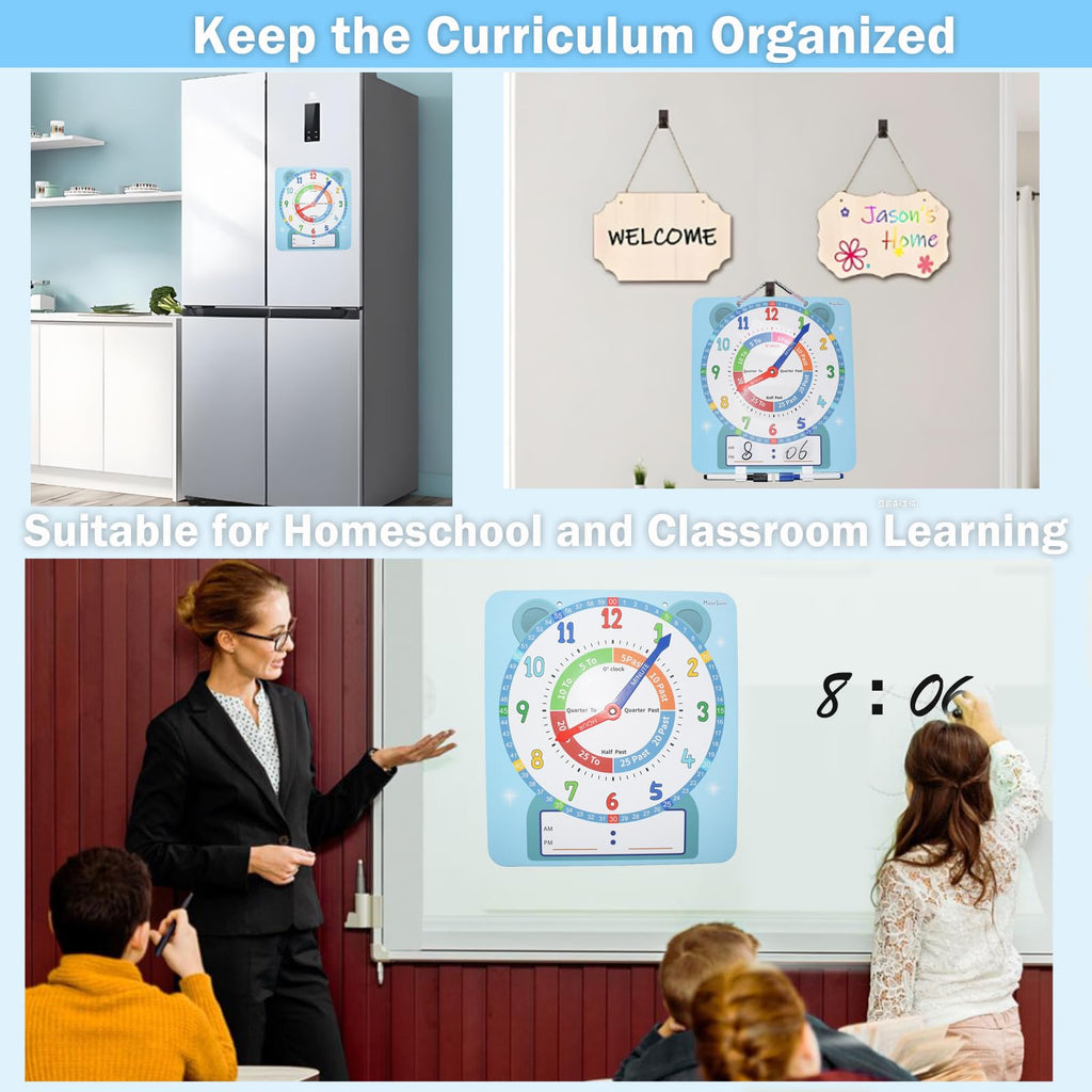 12-Inch Magnetic Dry-Erase Teaching Clock for Kids