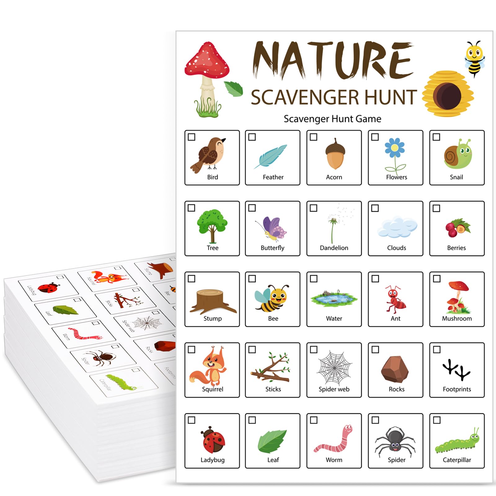 Hoolerry 30-Card Nature Scavenger Hunt for Kids
