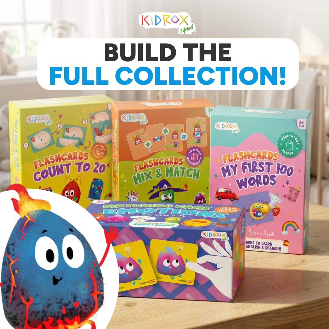 Kidrox Bilingual Spanish Sensory Flash Cards for Toddlers