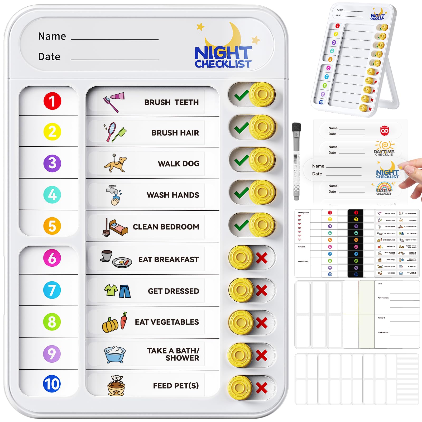 Large Magnetic Chore Chart for Kids with Writing Space