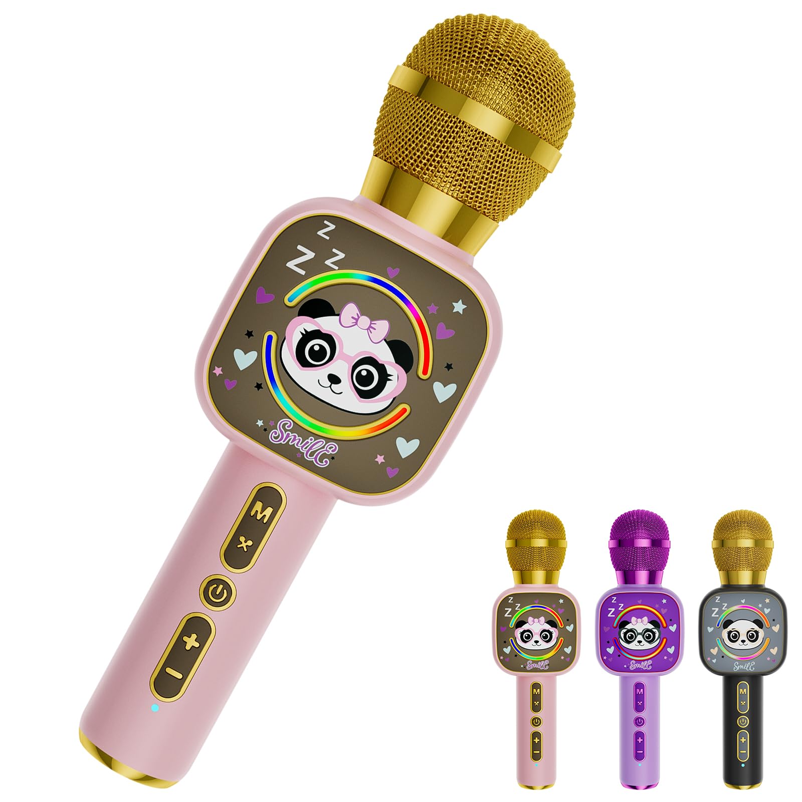 Qnxoat R Kids Bluetooth Karaoke Microphone with LED Lights
