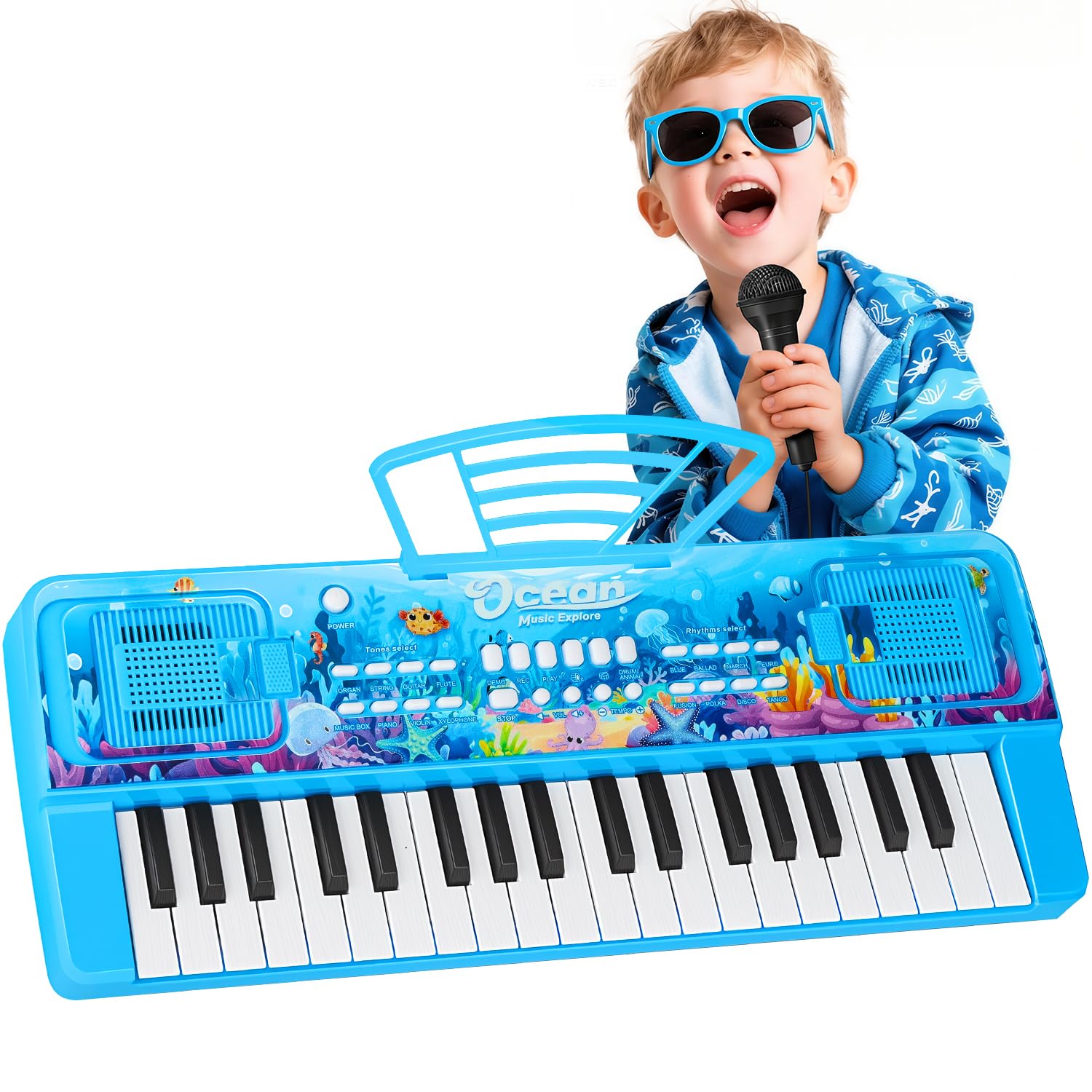 37-Key Kids Piano Keyboard with Microphone and Music Stand