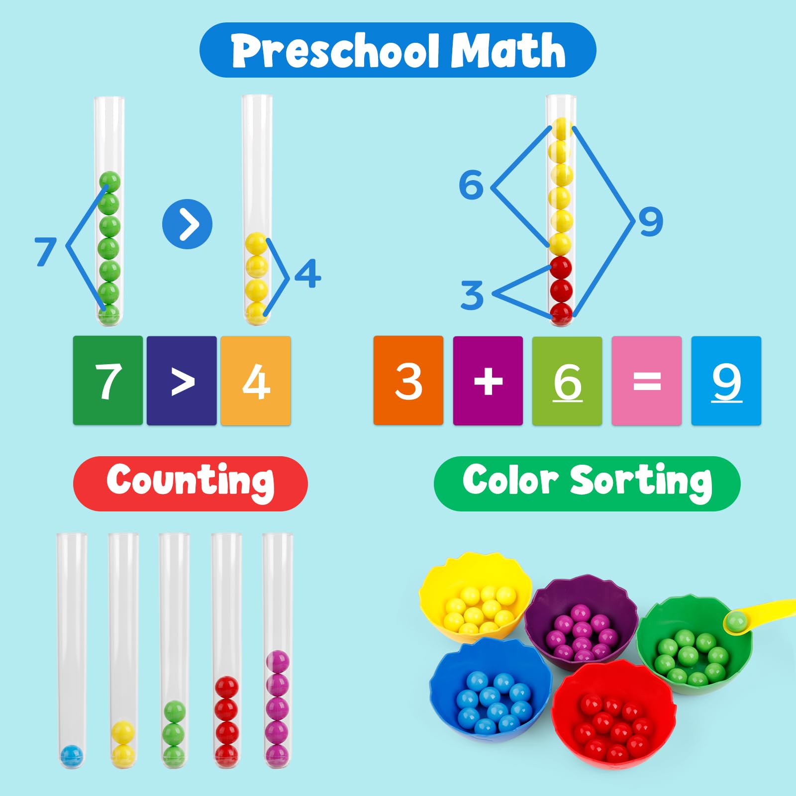 Aizweb Montessori Counting and Color Sorting Toy Set