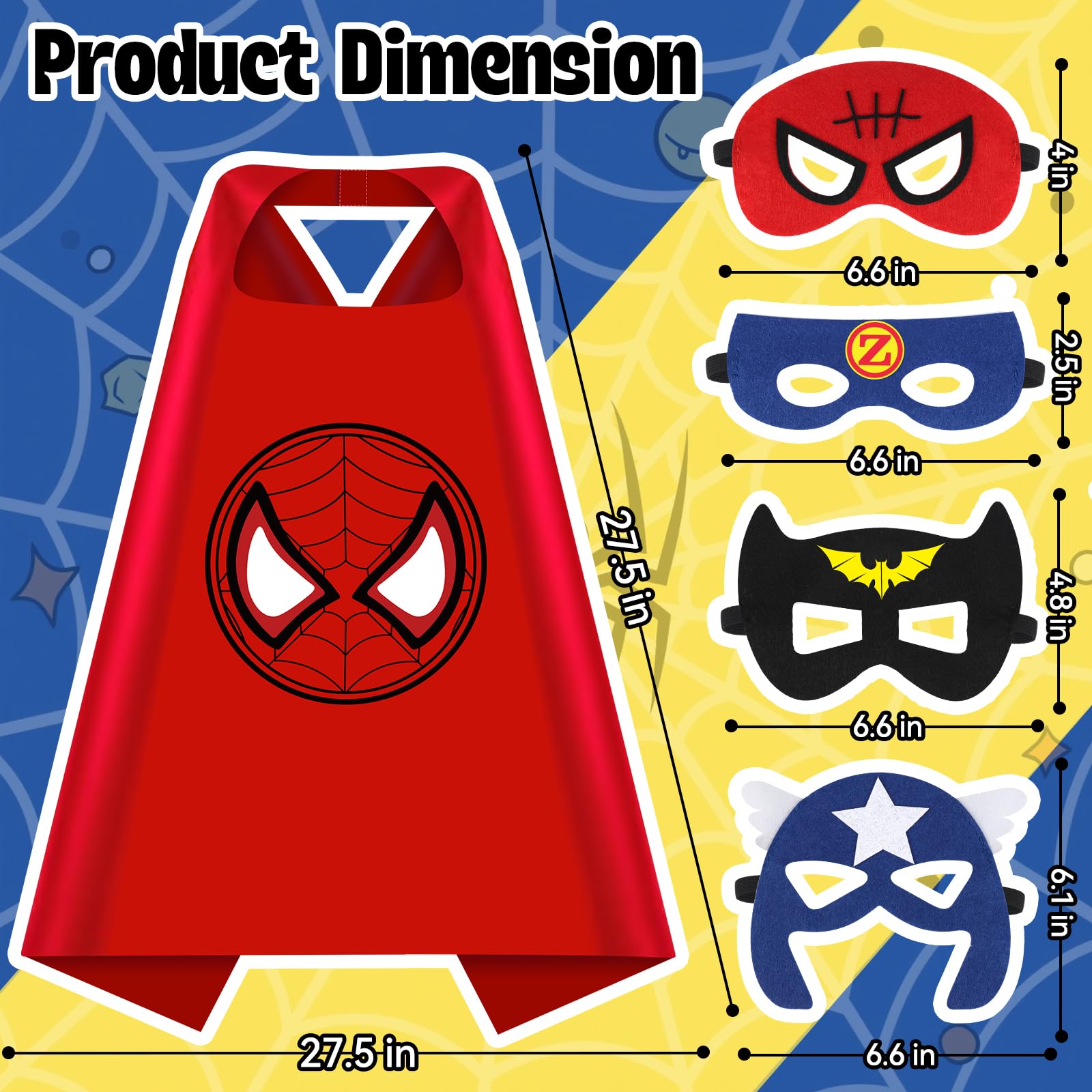 KUBUSFLY Kids Superhero Cape and Mask Dress-Up Set