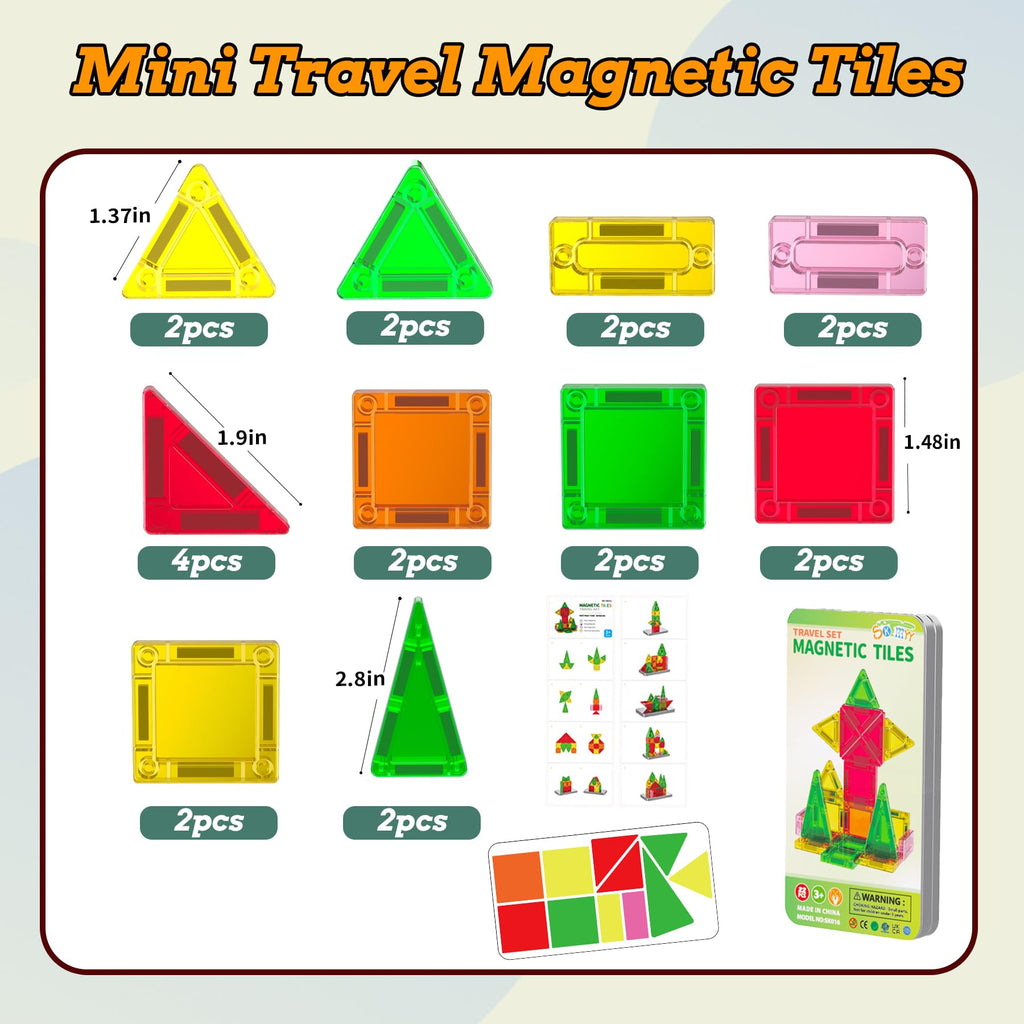 SKTMYY Mini Magnetic Travel Tiles with Storage Tin for Kids