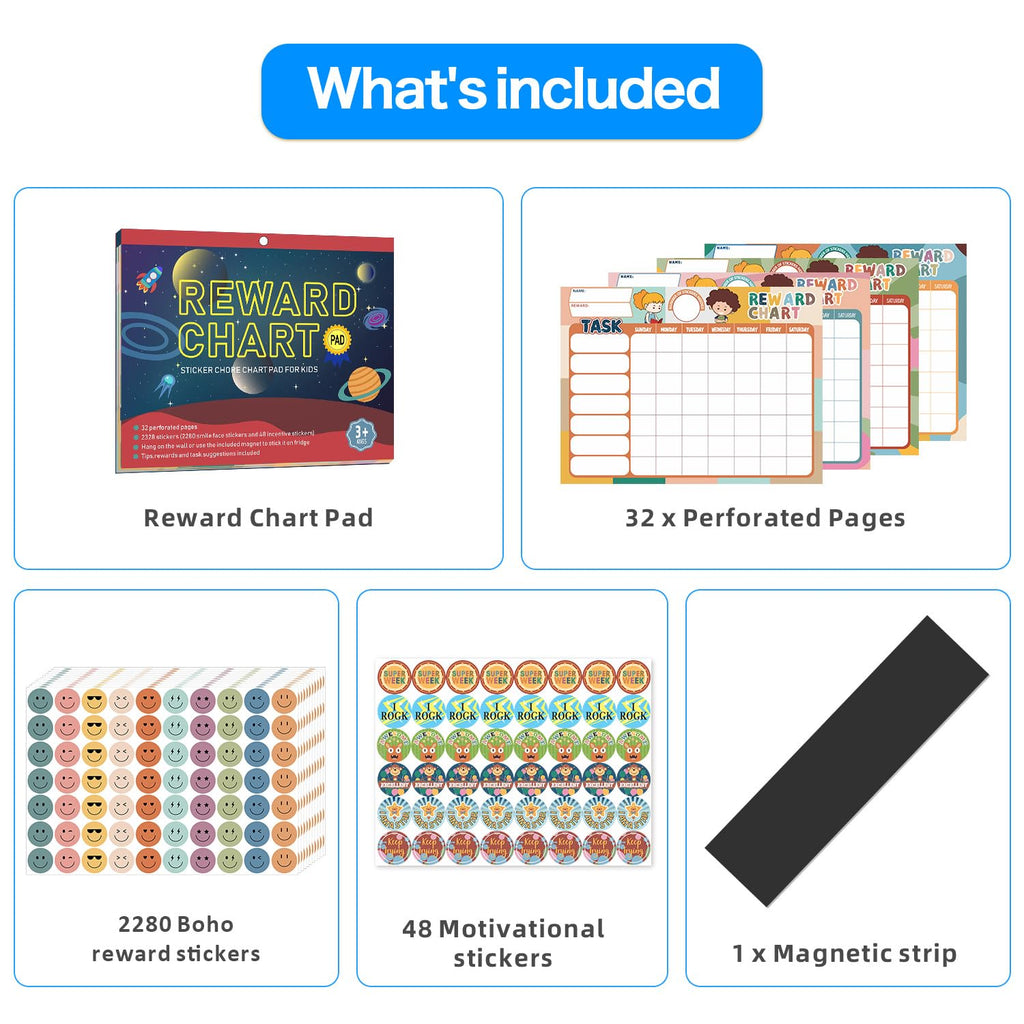 32-Piece Chore Chart and Behavior Reward System for Kids
