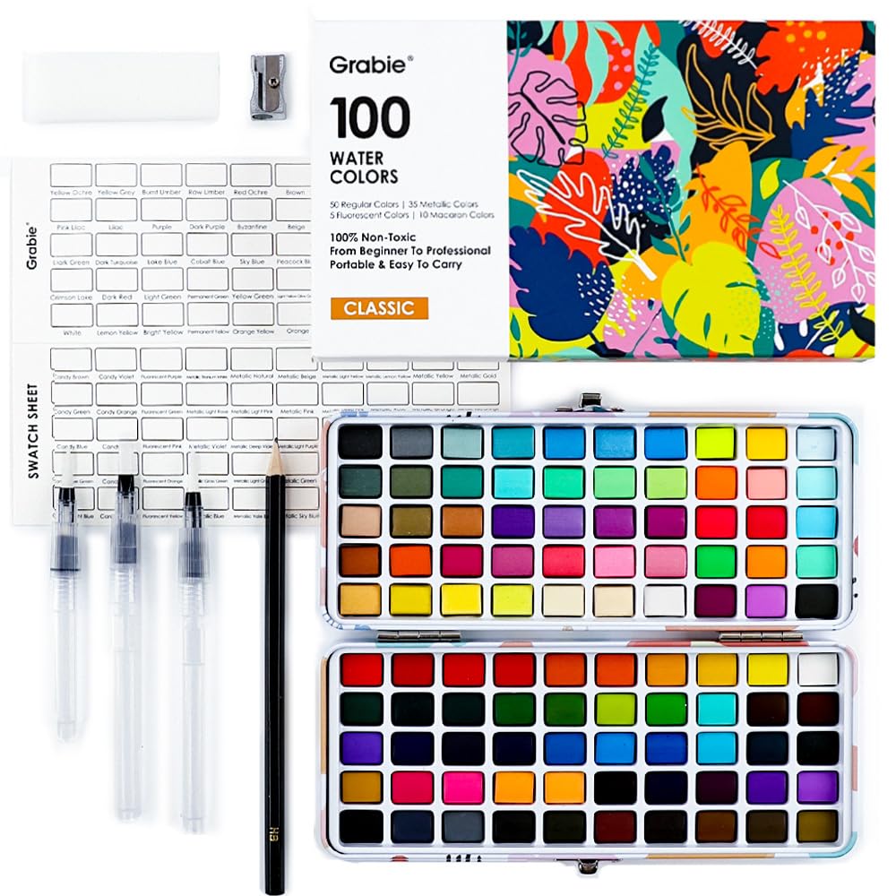 Grabie 100-Color Watercolor Paint Set with Carrying Case
