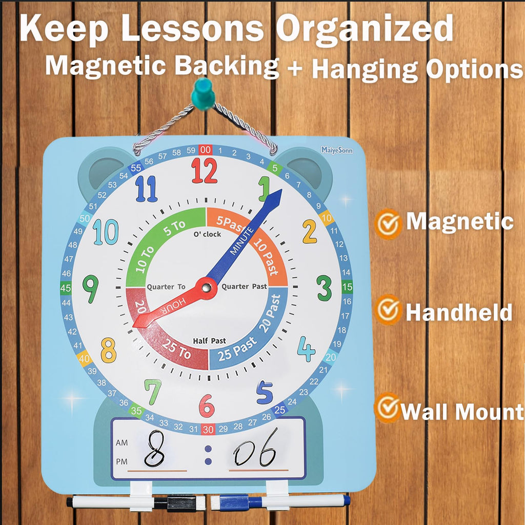 12-Inch Magnetic Dry-Erase Teaching Clock for Kids