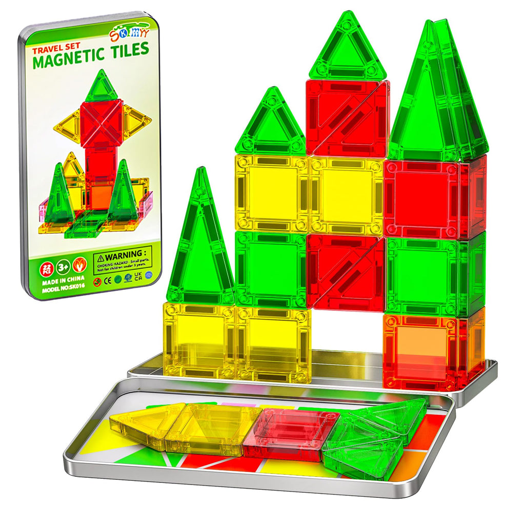SKTMYY Mini Magnetic Travel Tiles with Storage Tin for Kids