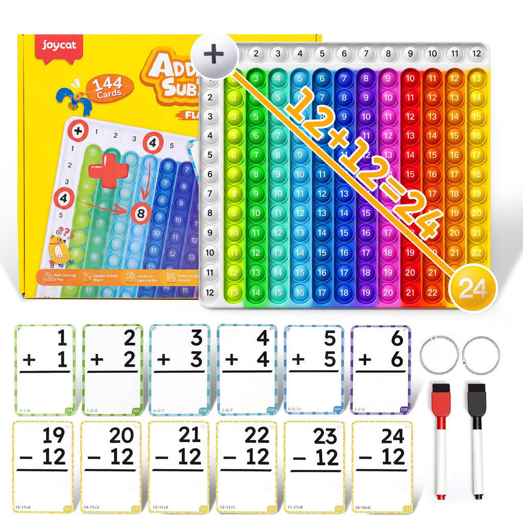JoyCat Flash Cards for Kids Ages 4-8, Math Flash Cards & Pop Fidget Chart