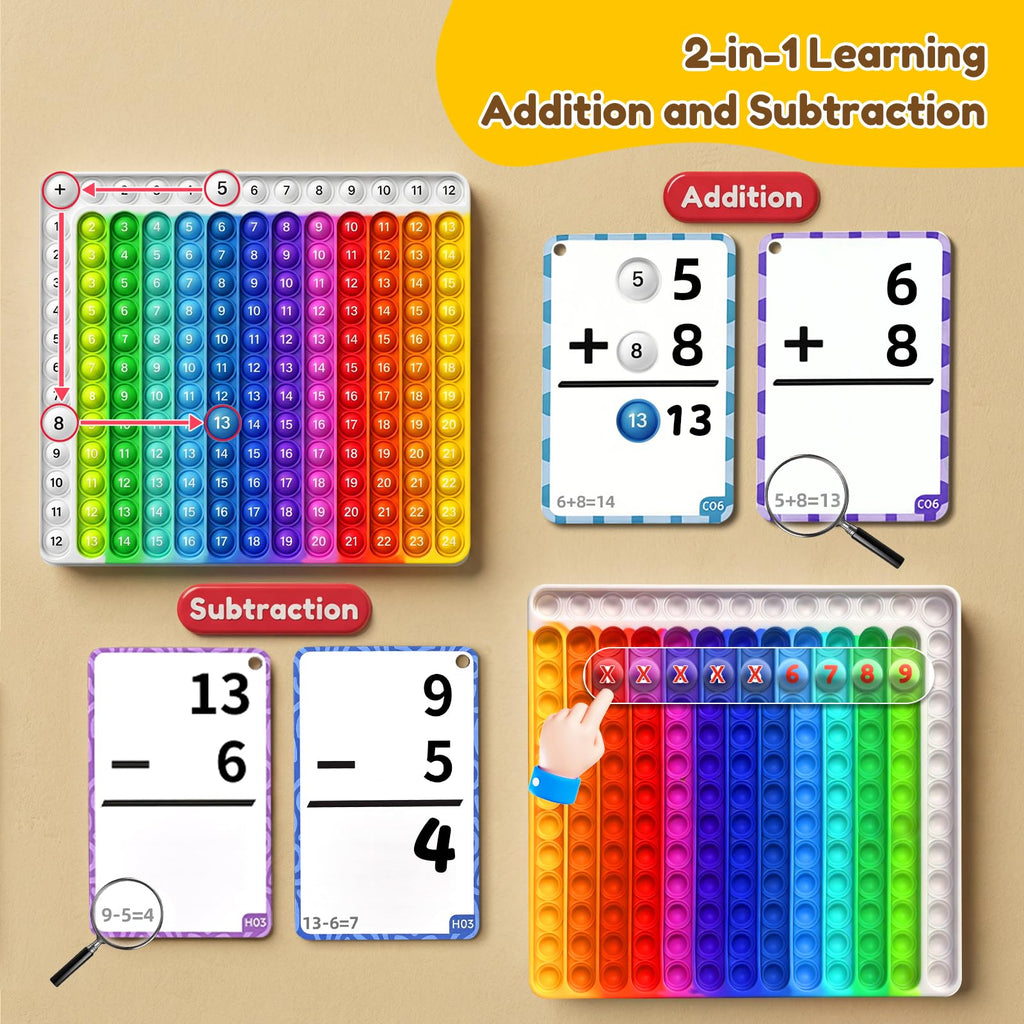 JoyCat Flash Cards for Kids Ages 4-8, Math Flash Cards & Pop Fidget Chart