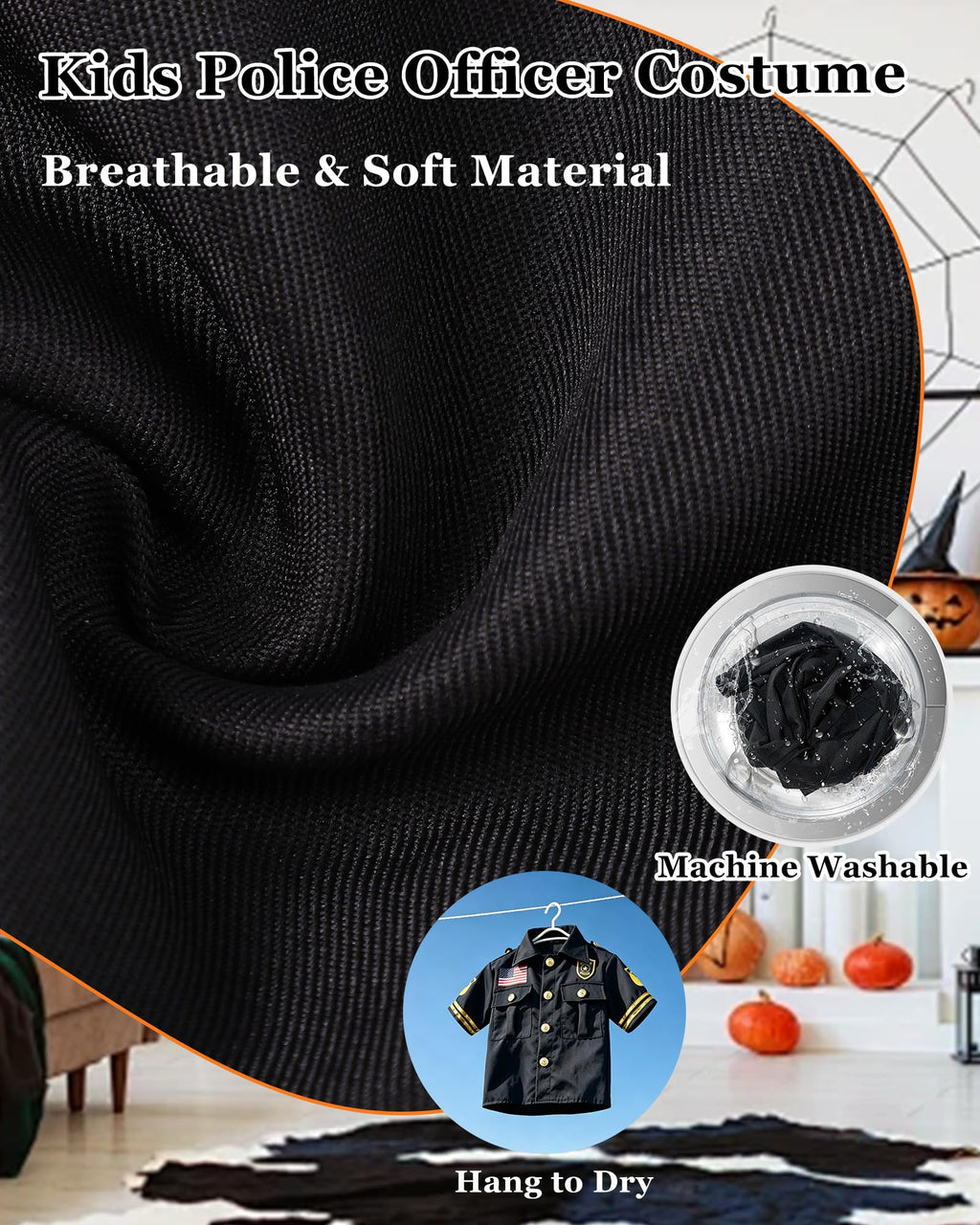 10-Piece Kids Police Officer Costume and Dress-Up Set