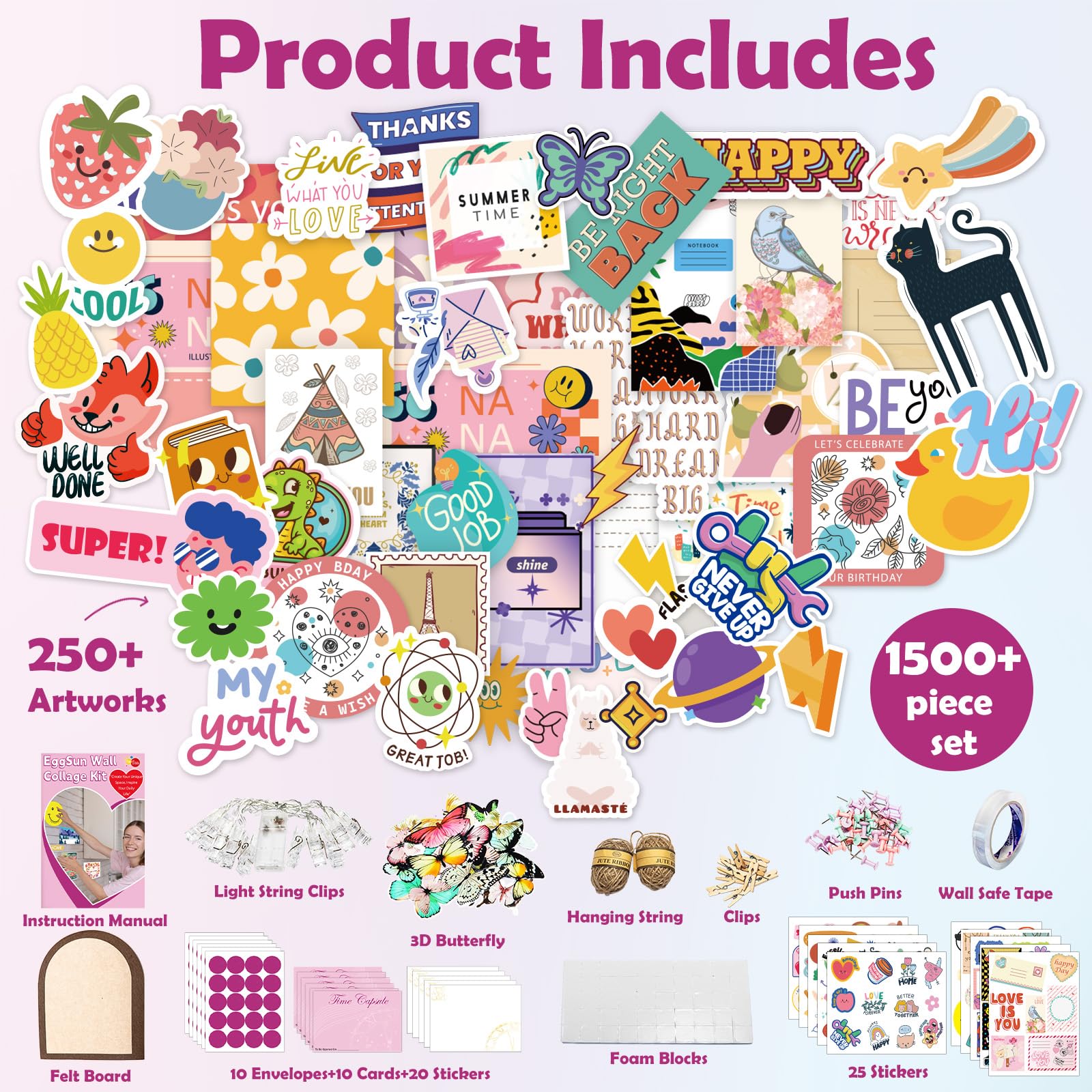 EggSun Light-Up Wall Collage Craft Kit for Teen Girls