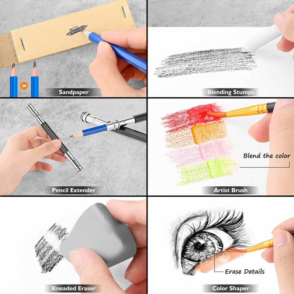 Caliart 176-Piece Sketching Kit with 100-Sheet Sketchbook