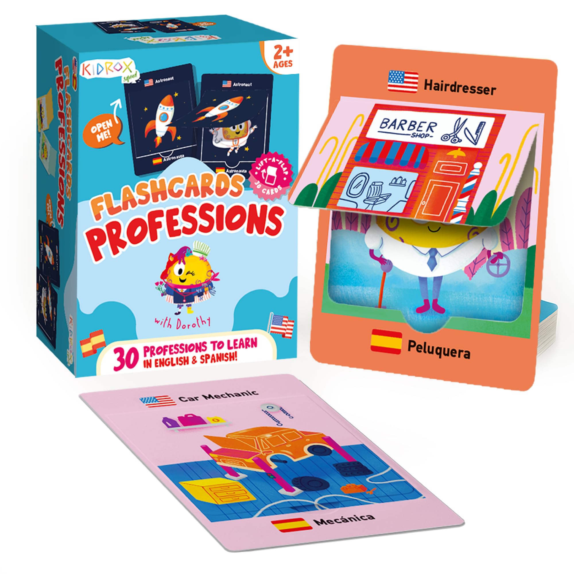 Kidrox Bilingual Spanish Sensory Flash Cards for Toddlers