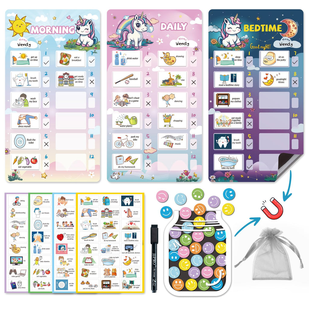 Magnetic Kids Routine Chart and Reward Jar Set