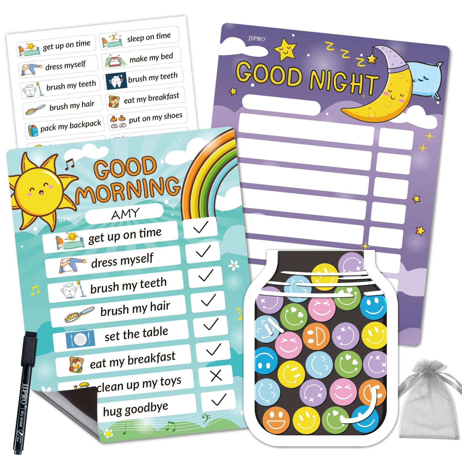 Magnetic Kids Routine Chart and Reward Jar Set