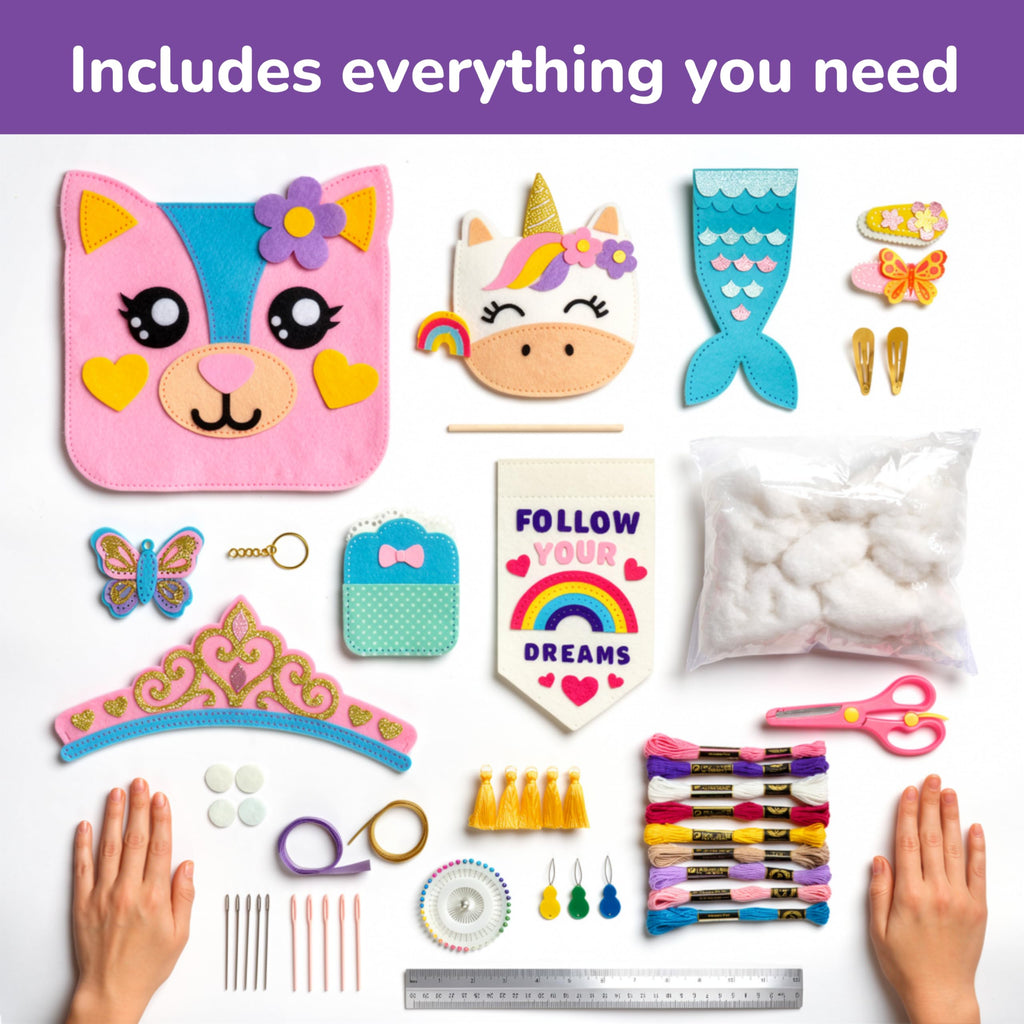 Craftorama Fairytale Felt Animal Sewing Kit for Kids
