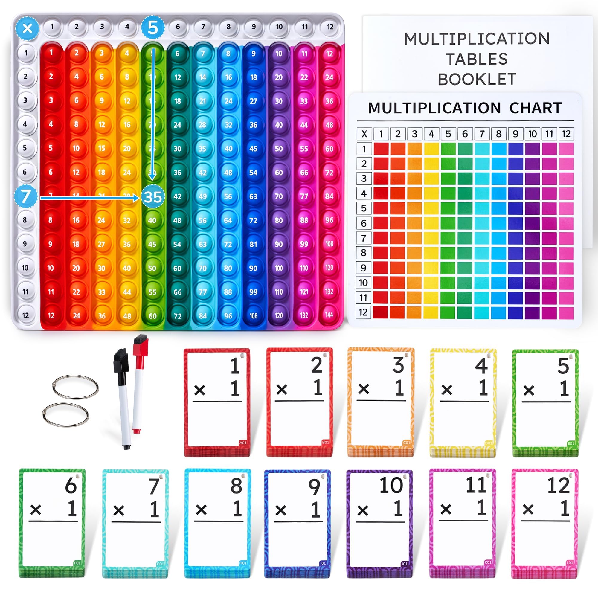 JoyCat Flash Cards for Kids Ages 4-8, Math Flash Cards & Pop Fidget Chart