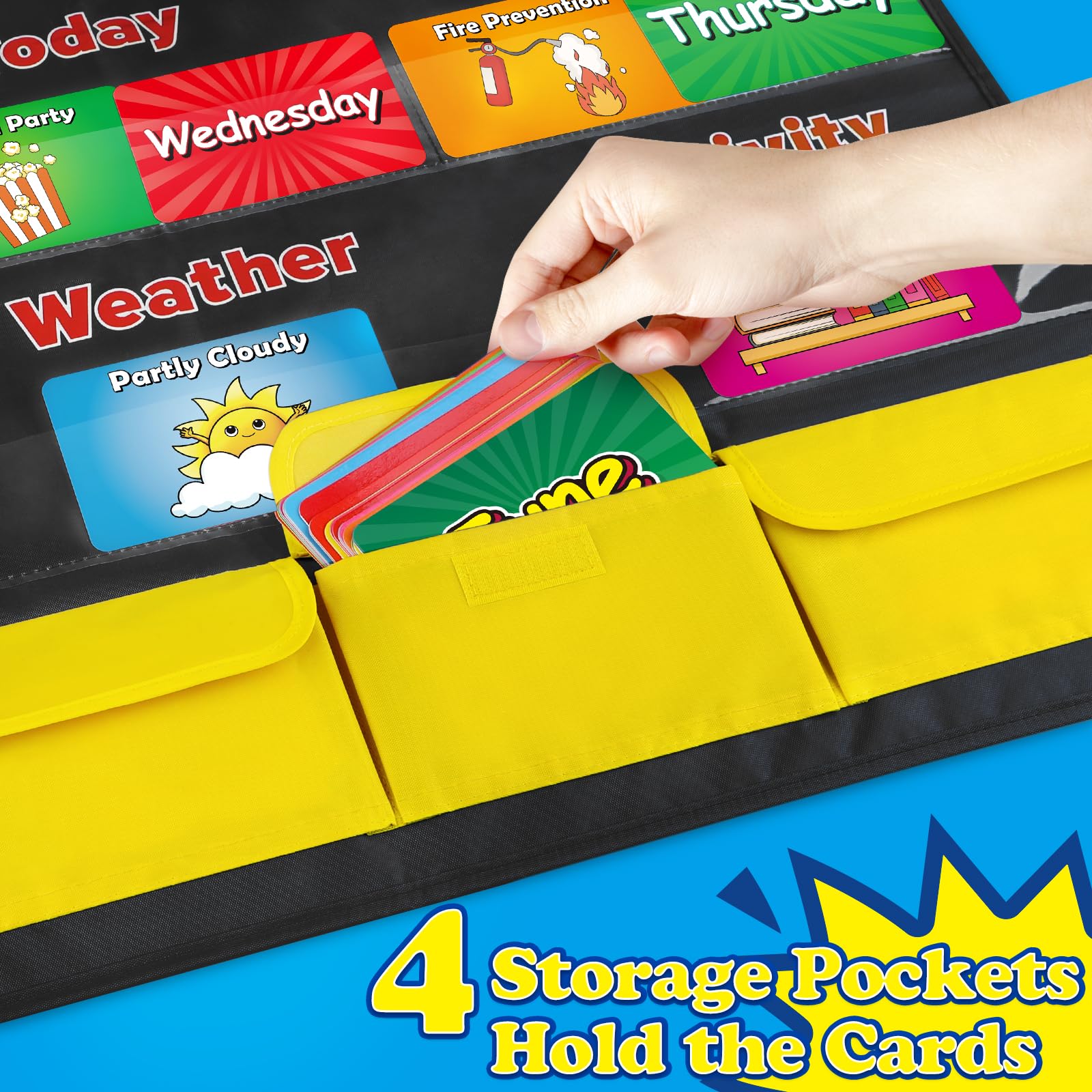 Classroom Calendar Pocket Chart, School Calendar for Kids Learning for Home Homeschool Teacher Supplies for Classroom Elementary Back to School Supplies…