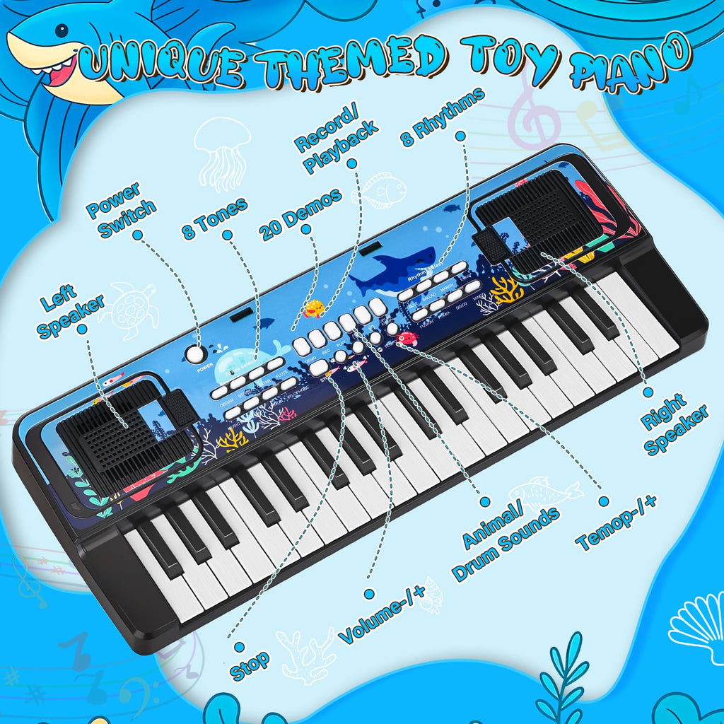 37-Key Kids Piano Keyboard with Microphone and Music Stand