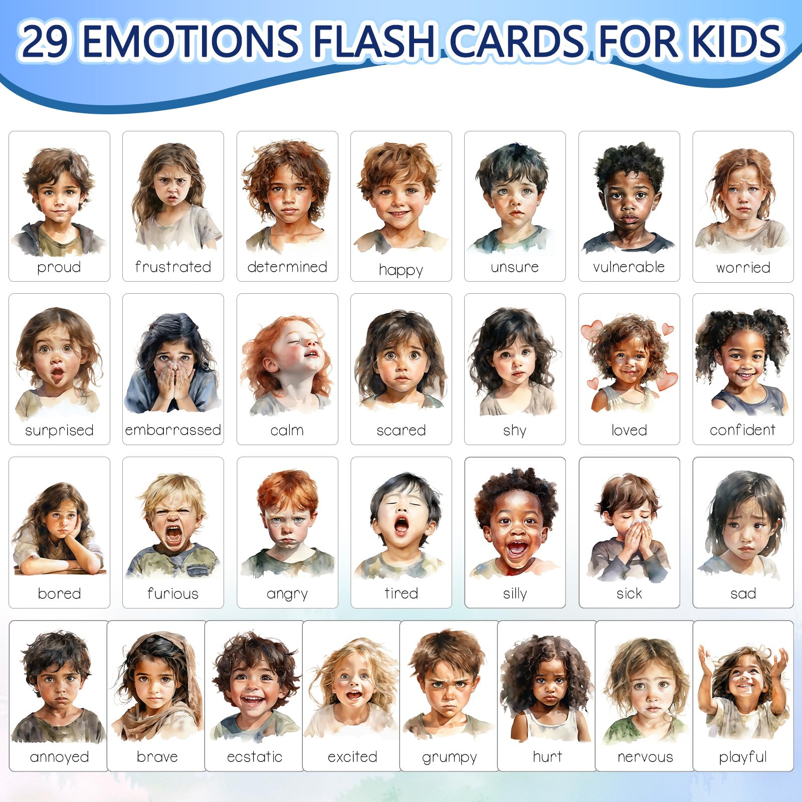 Foilswirl 29-Piece Oversized Emotions Flash Cards