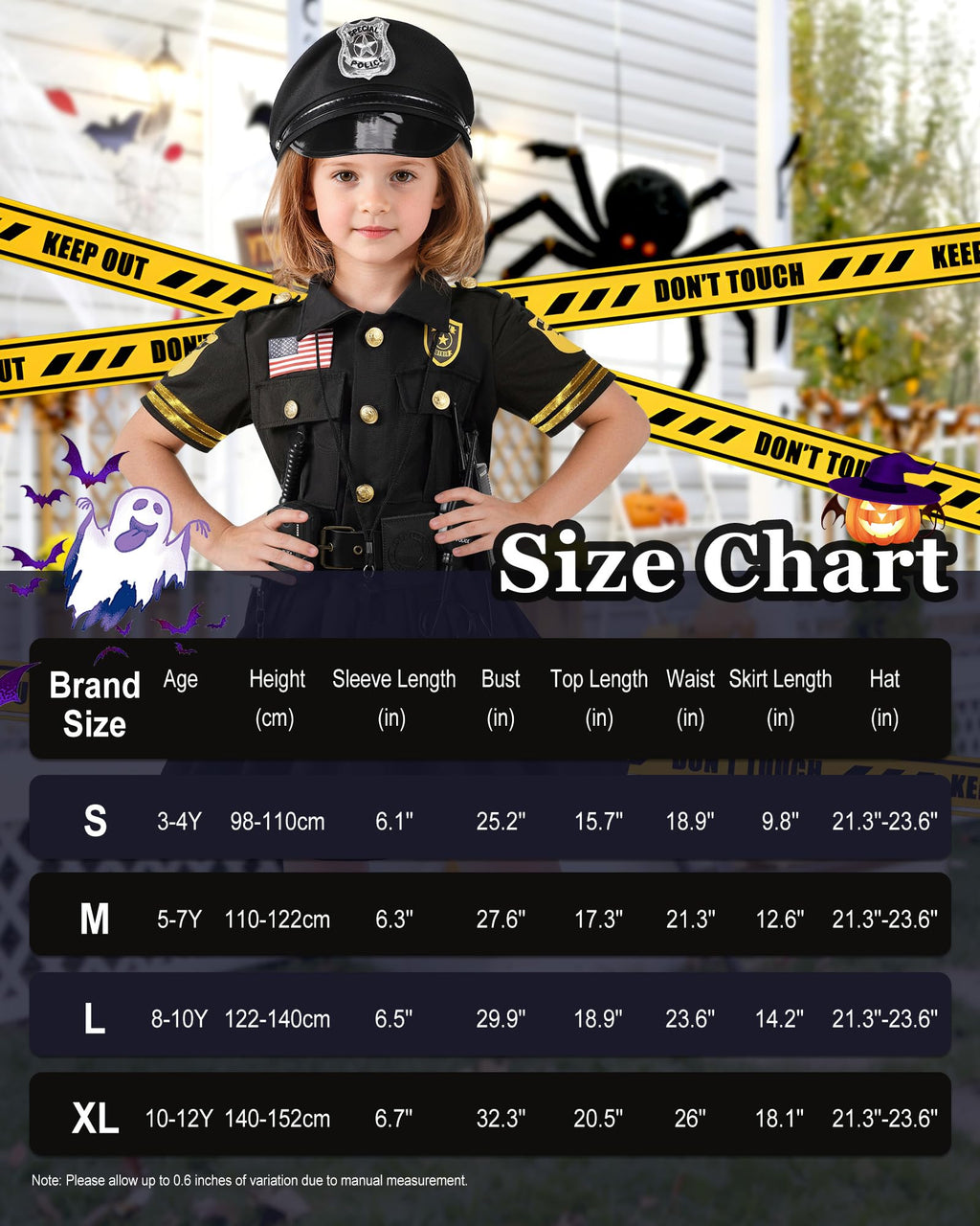 10-Piece Kids Police Officer Costume and Dress-Up Set