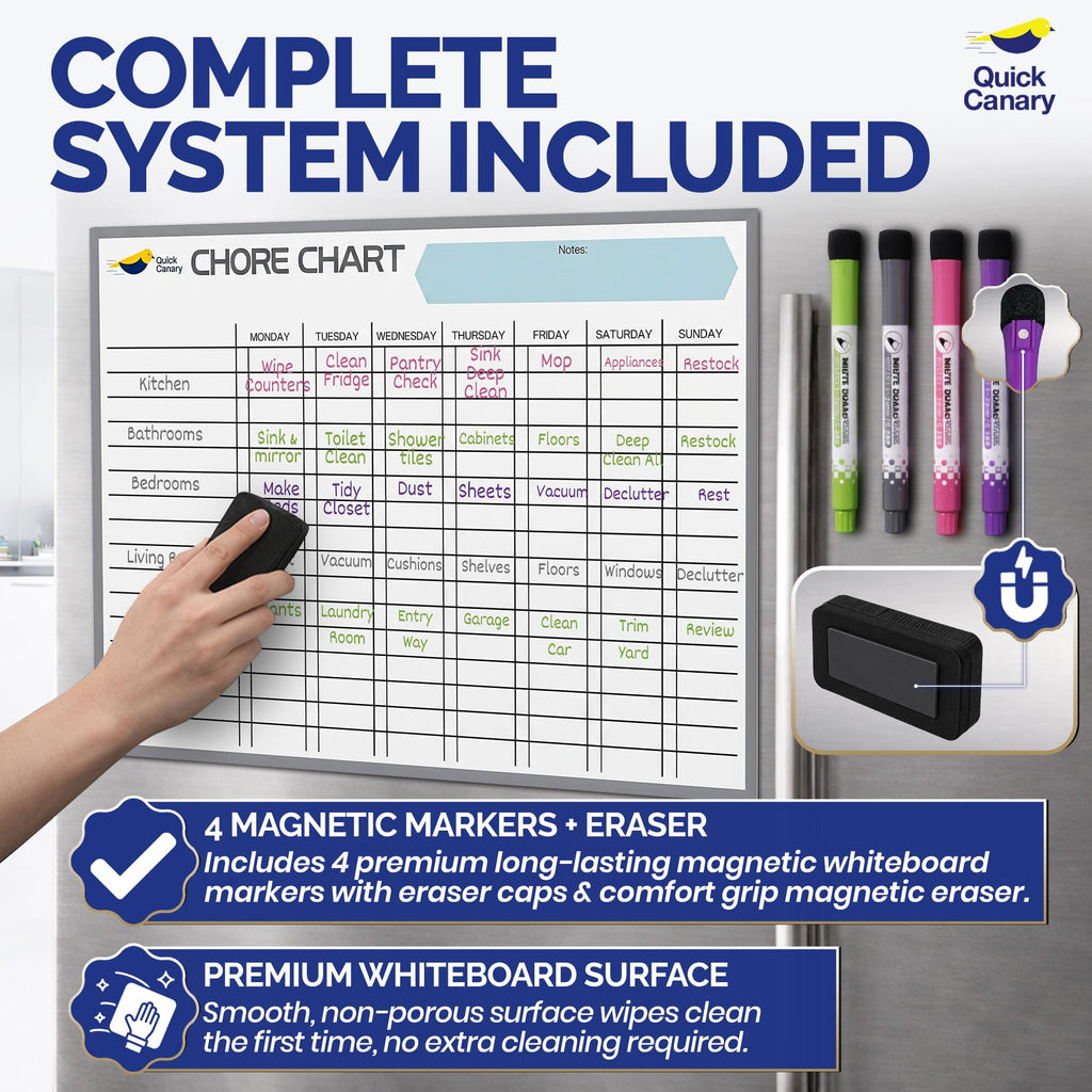 17x12 Magnetic Dry-Erase Chore and Reward Chart for Kids