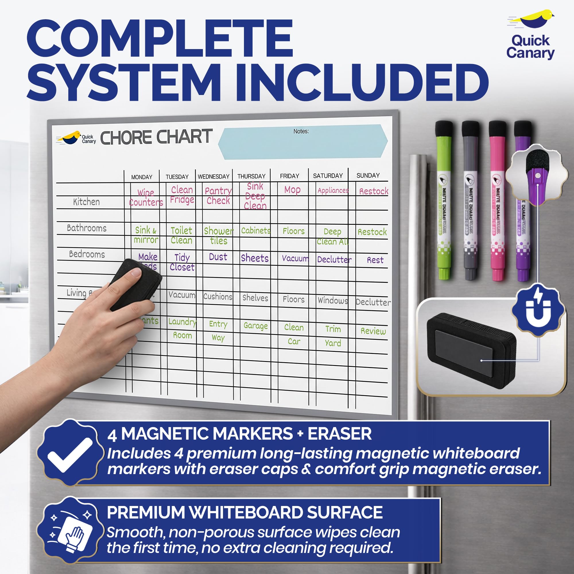 17x12 Magnetic Dry-Erase Chore and Reward Chart for Kids