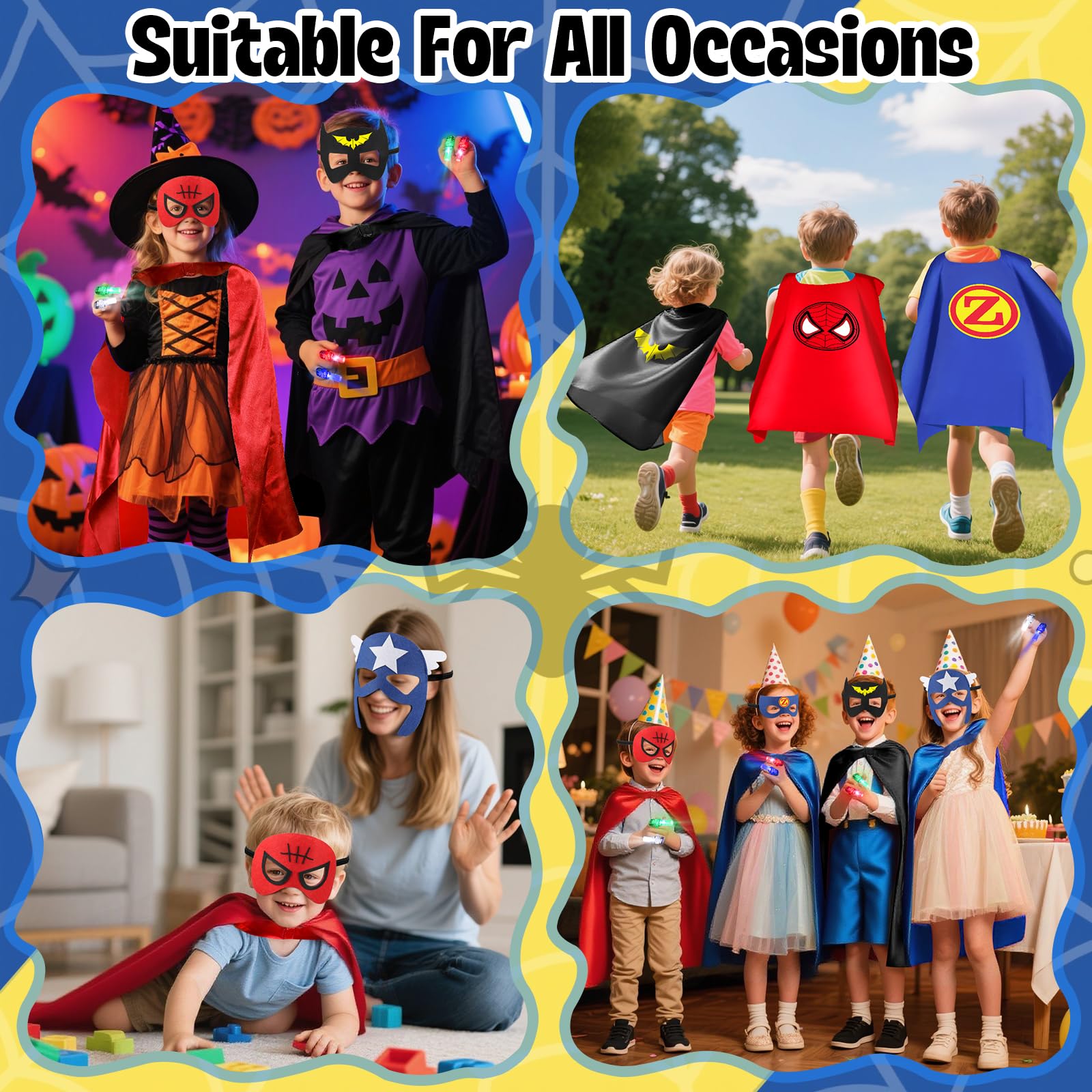 KUBUSFLY Kids Superhero Cape and Mask Dress-Up Set
