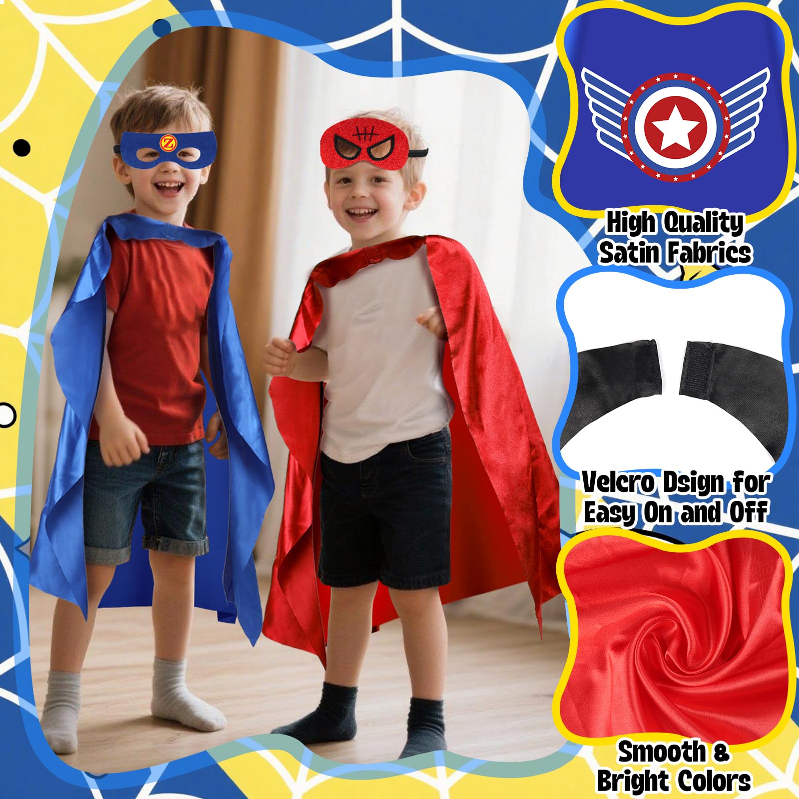 KUBUSFLY Kids Superhero Cape and Mask Dress-Up Set