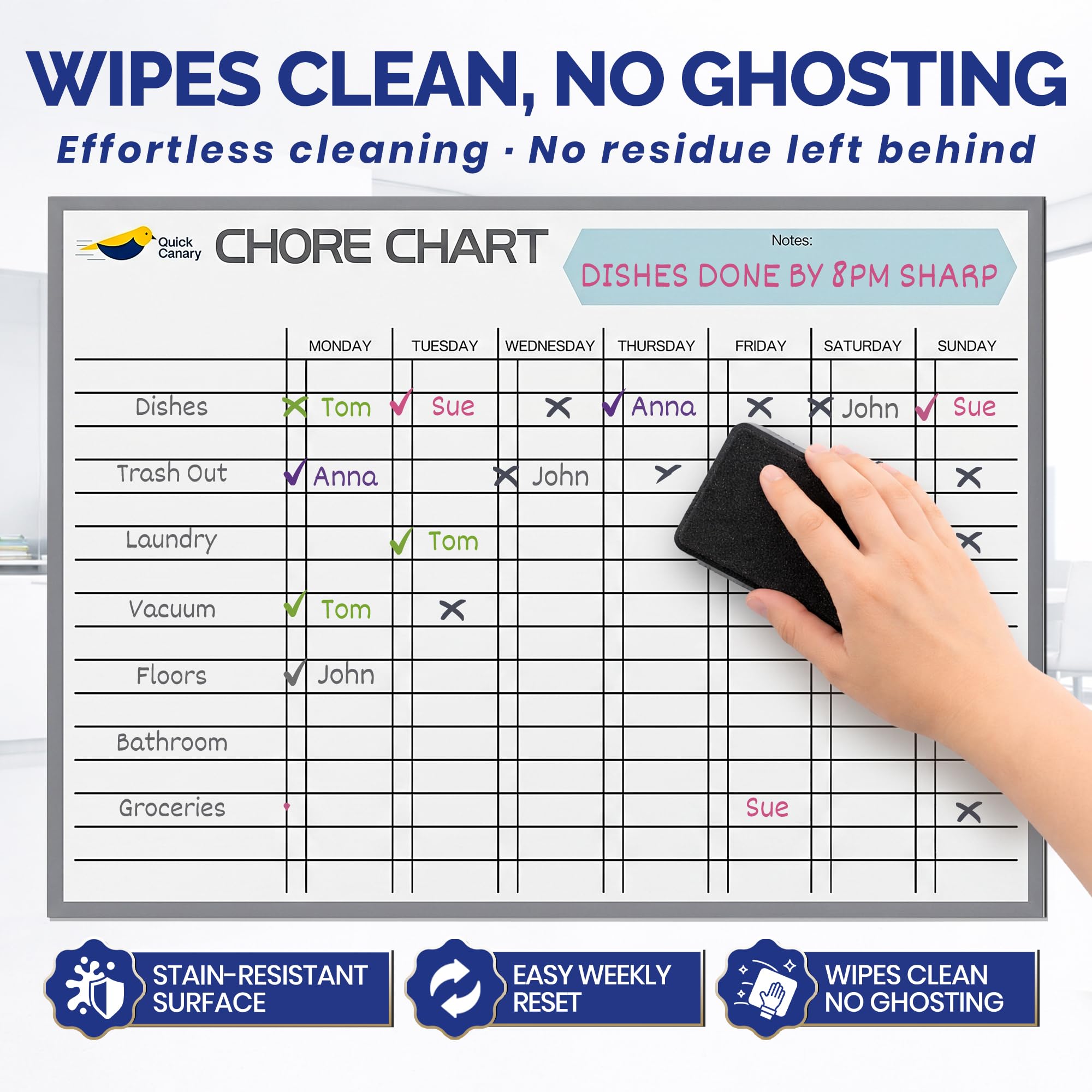 17x12 Magnetic Dry-Erase Chore and Reward Chart for Kids