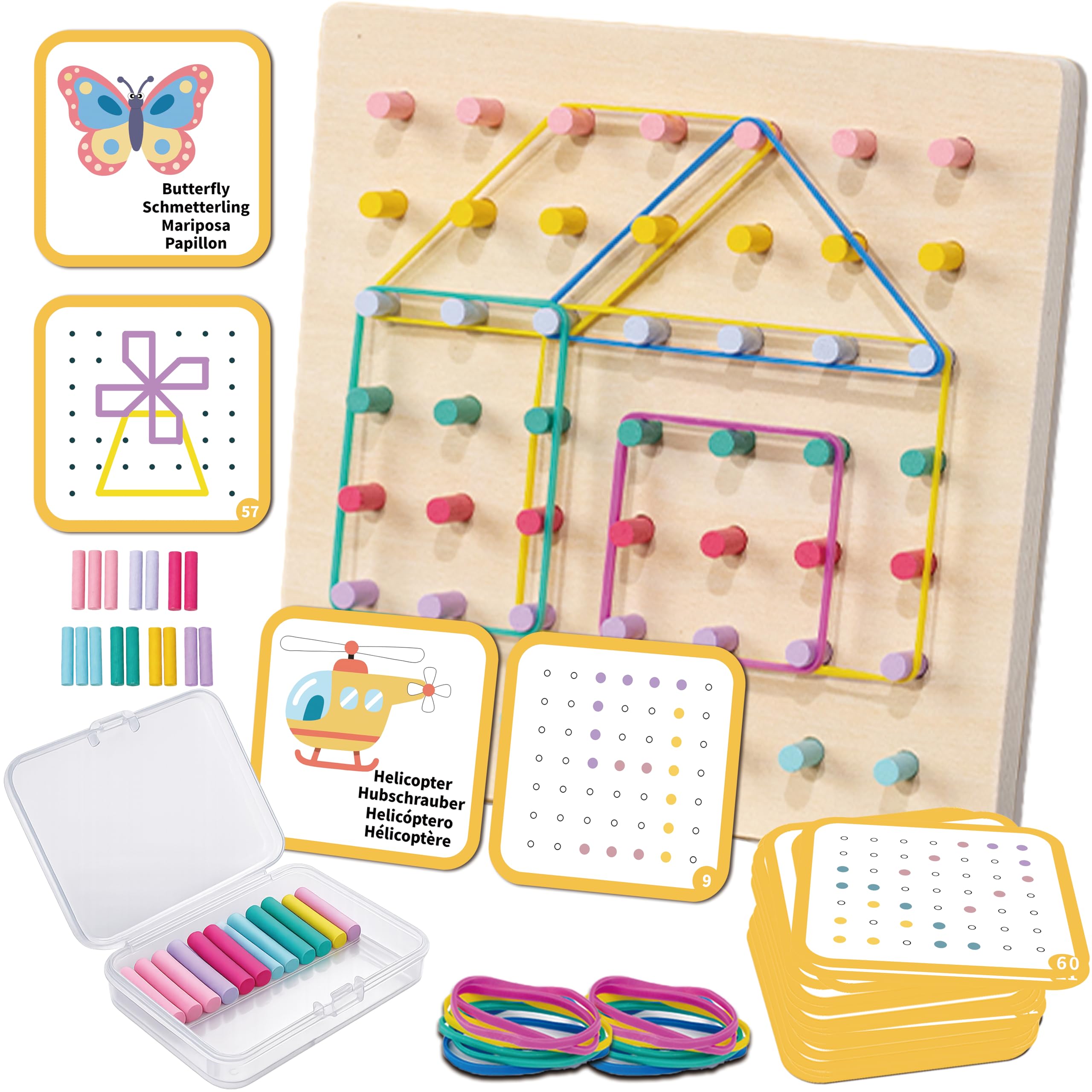 2-in-1 Wooden Peg Board and Geoboard Activity Set