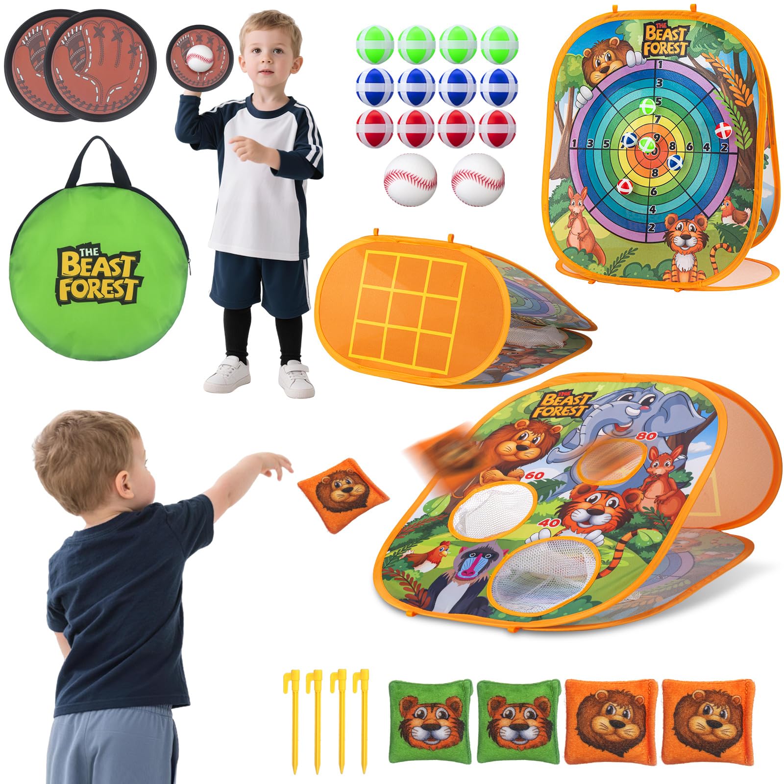 Kids Bean Bag Toss and Catch Outdoor Game Set