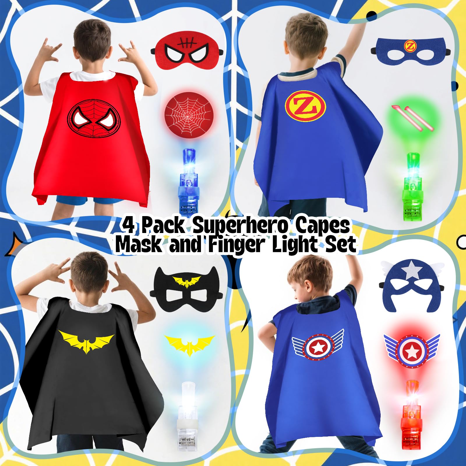 KUBUSFLY Kids Superhero Cape and Mask Dress-Up Set