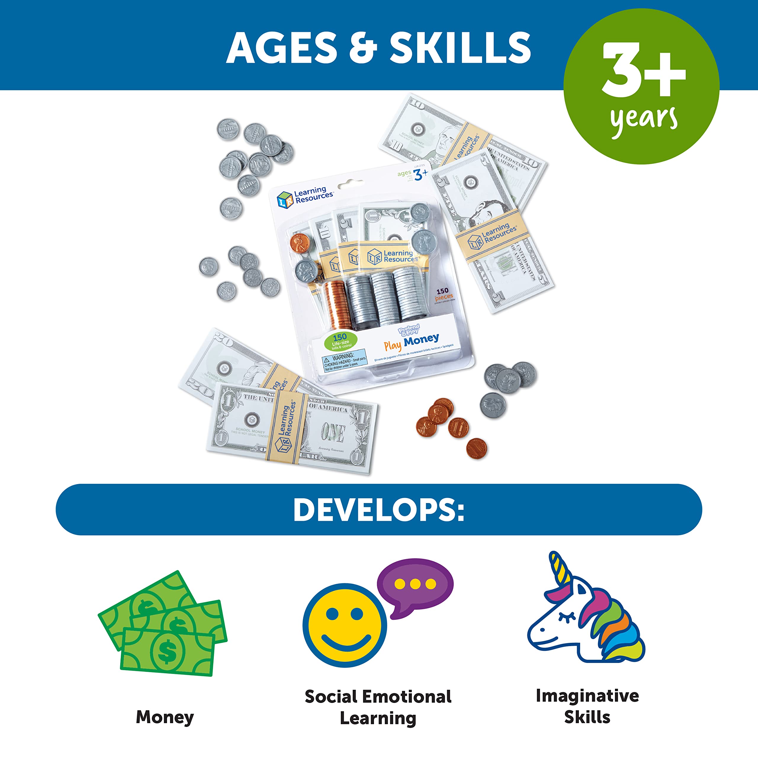 Learning Resources American Dollar Play Money Set